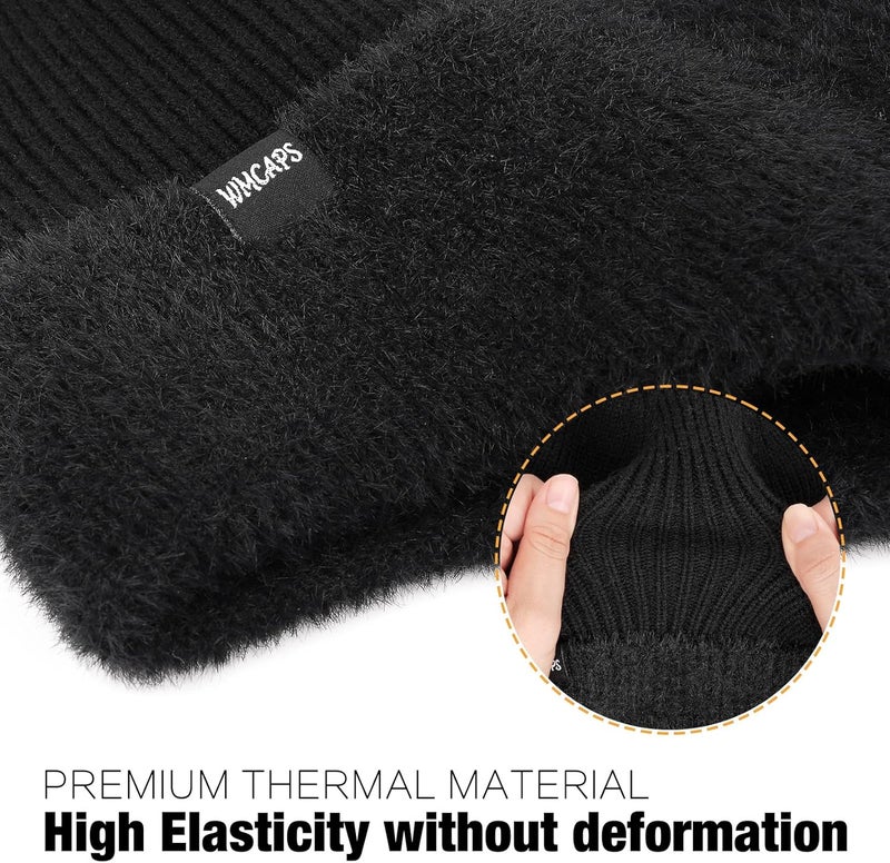Wmcaps Winter Fleece Line Beanie with Earflap for Men Women, Outdoor Warm Thermal Knitted Hat Stocking Caps - Image 3